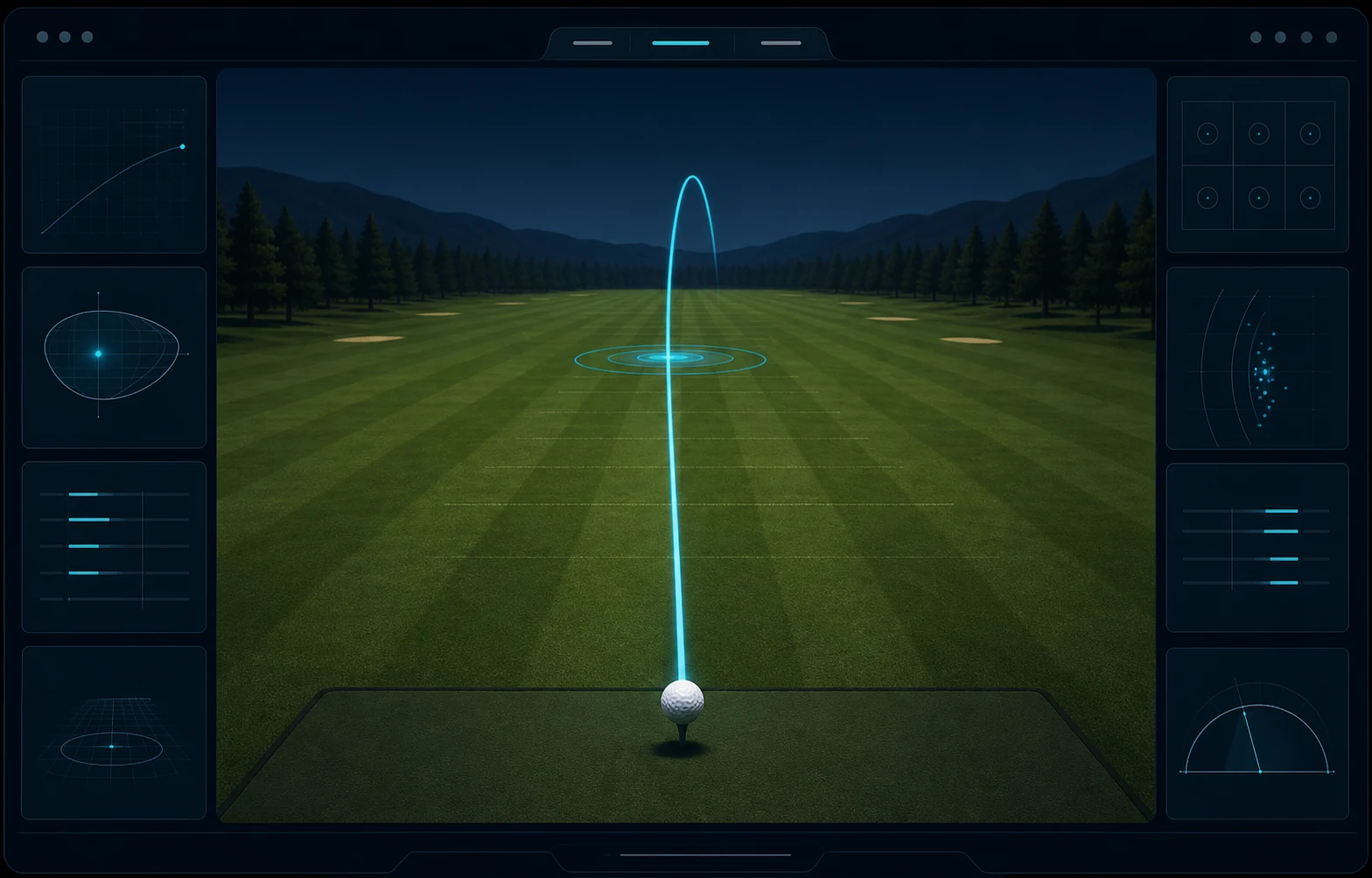 Concept visualization of a high-tech golf shot-tracking screen